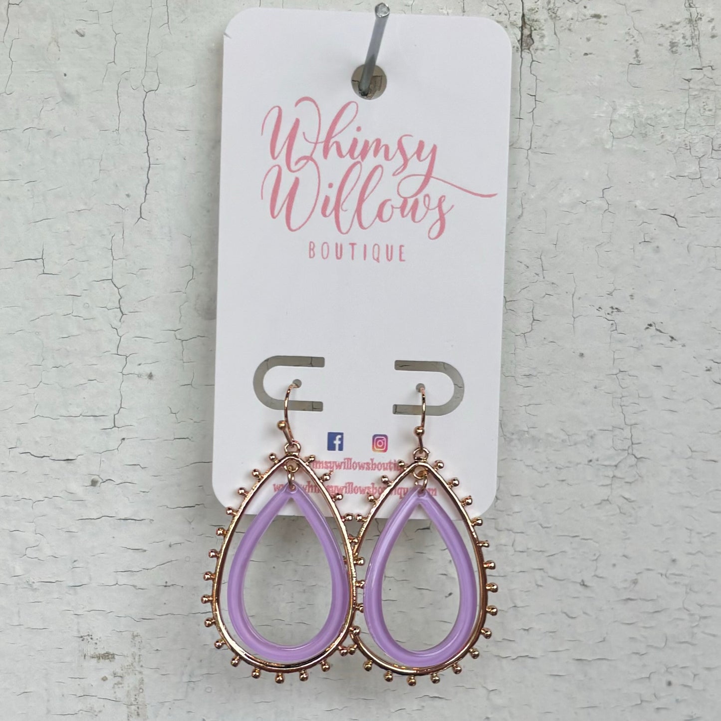 Lavender & Gold Teardrop Earring