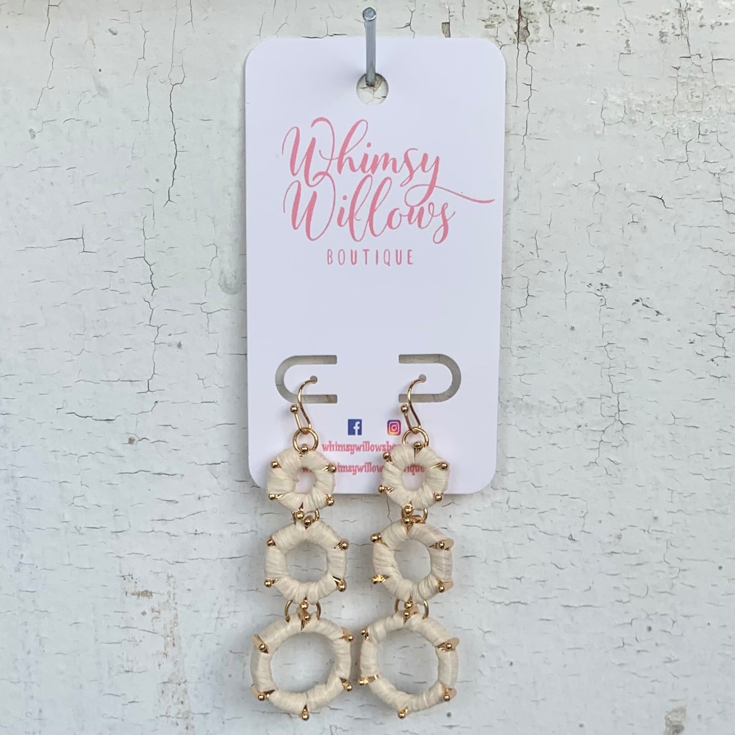 White Wrapped Tri Earring