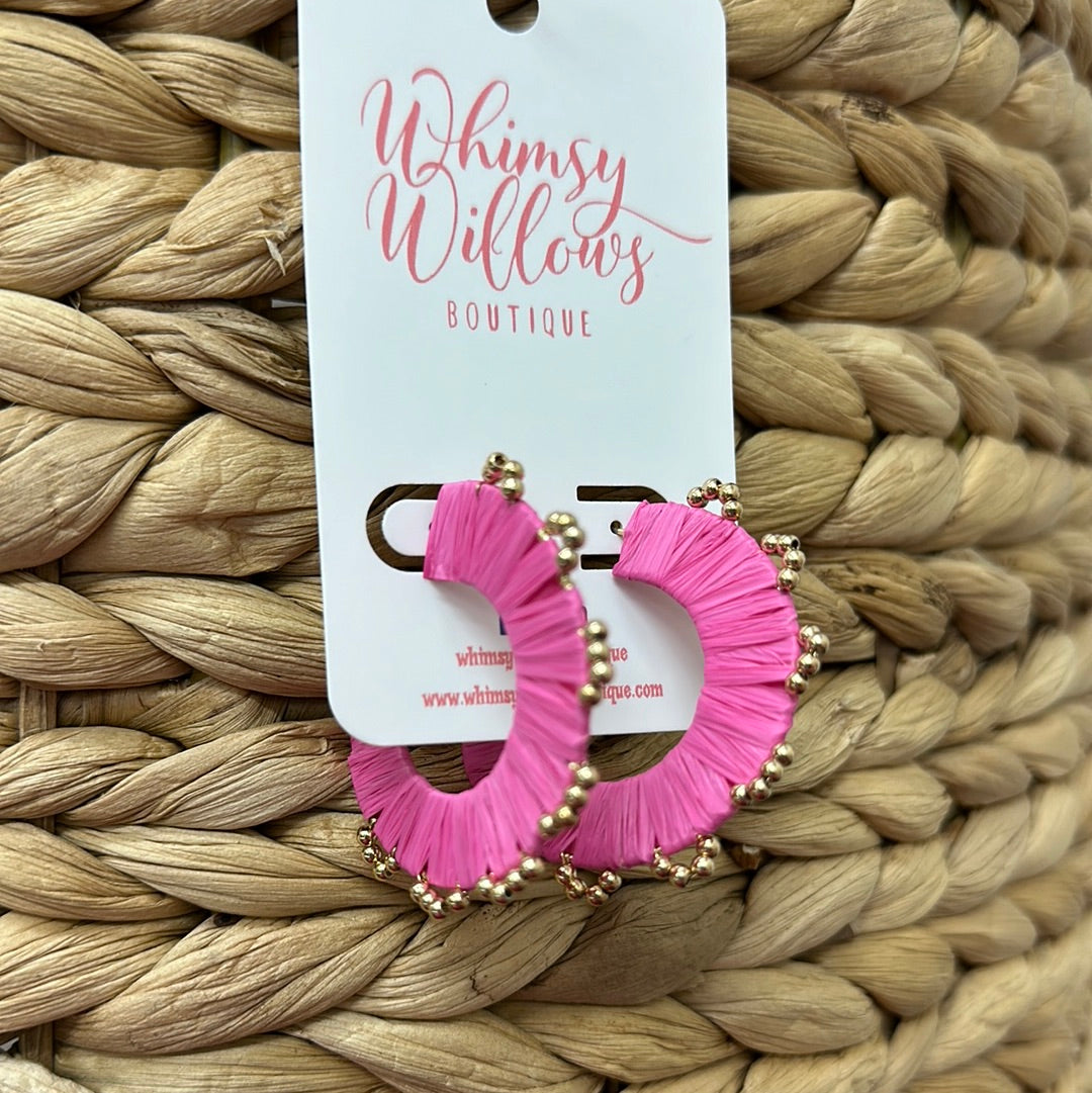Pink and Gold Skinny Wrapped Hoops
