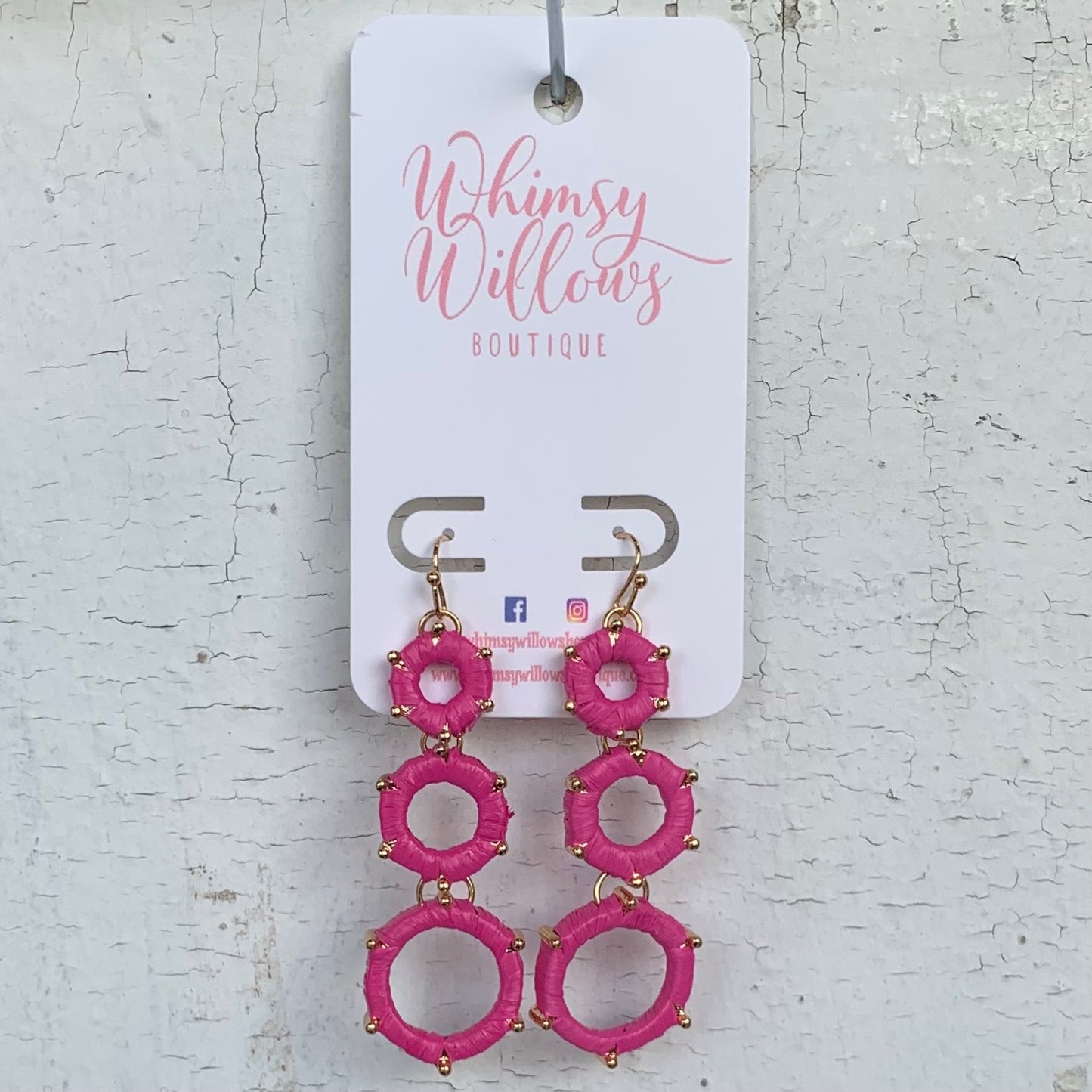 Pink Wrapped Tri Earring