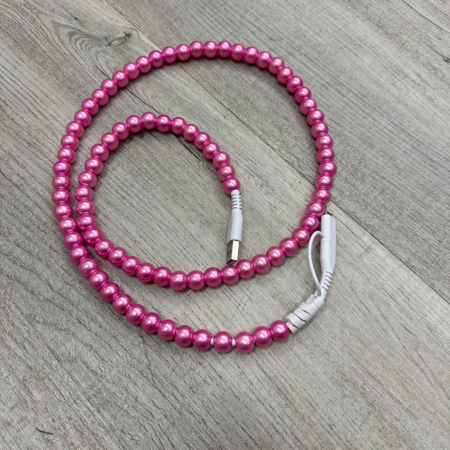 Pink Beaded Phone Chargers