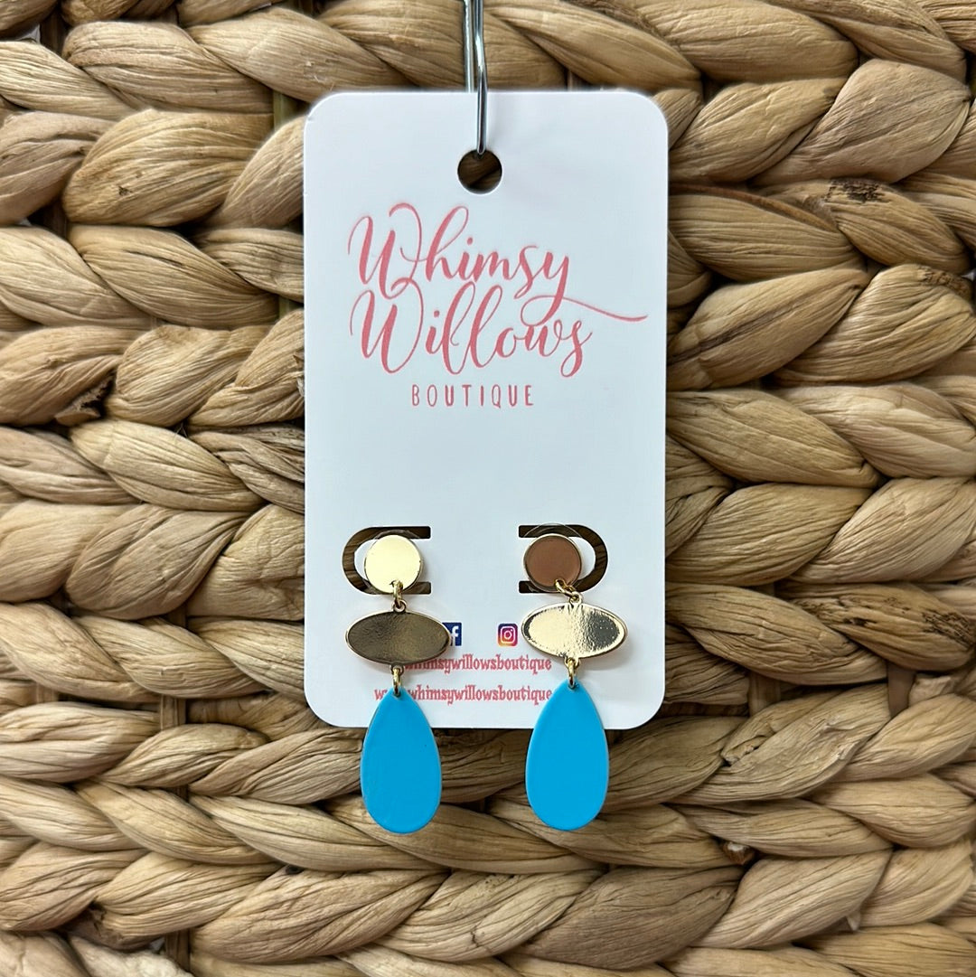 Blue Gold Tiered Earrings