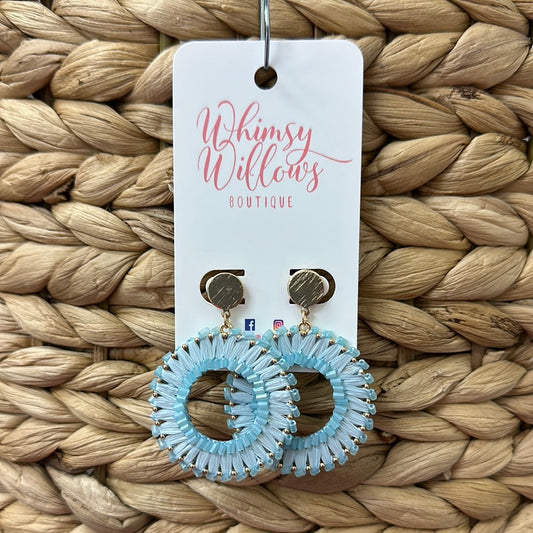 Blue Wrapped Circle Earrings