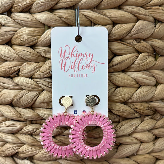 Pink Wrapped Circle Earrings