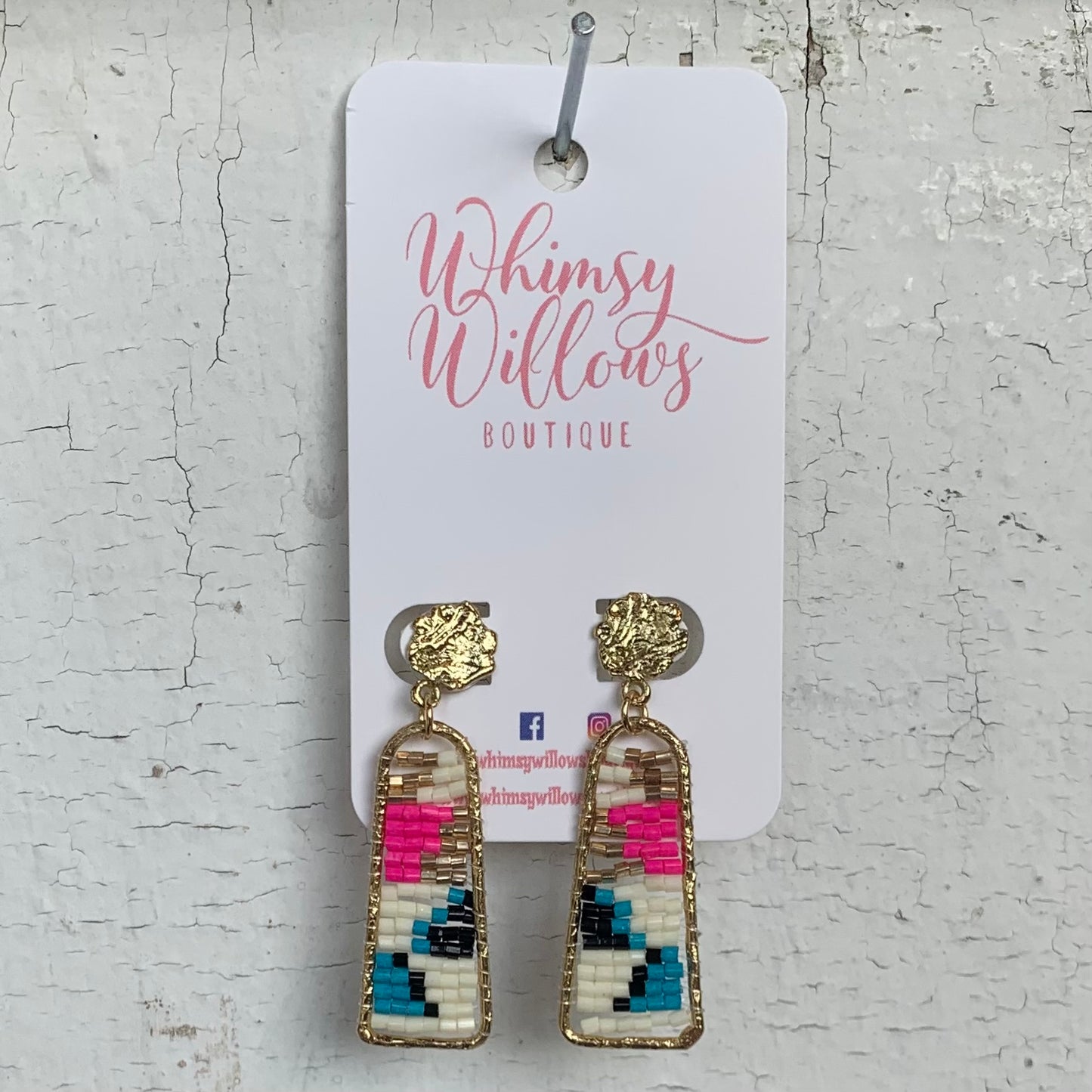 Black Multi Rectangle Beaded Earring
