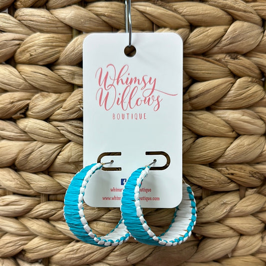 Blue Wrapped Wide Hoops