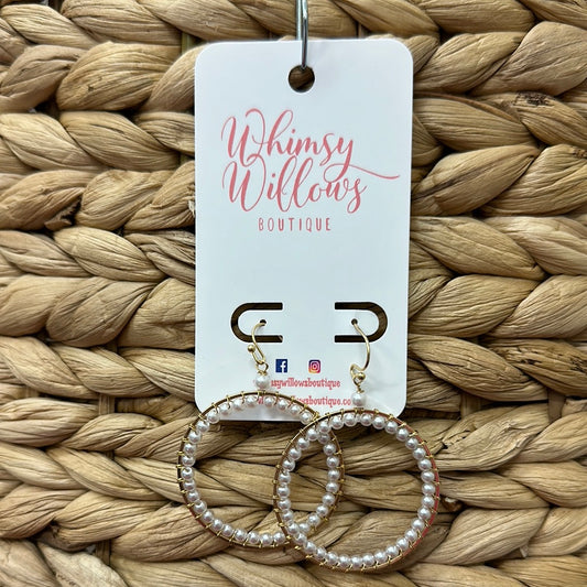 Pearl and Gold Wrapped Hoops