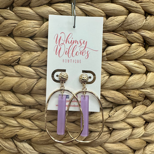 Lavender Acrylic Bar Earring