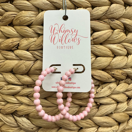 Light Pink Pearlescent Beaded Hoops