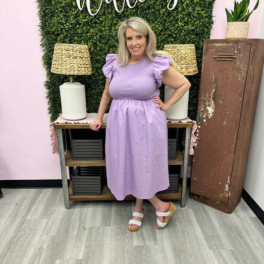 Lavender Knit Top Midi Dress